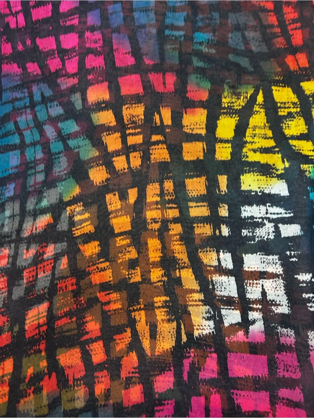 Abstract Multicolor Sheer Scarf Long Oblong Wrap Rainbow Colors